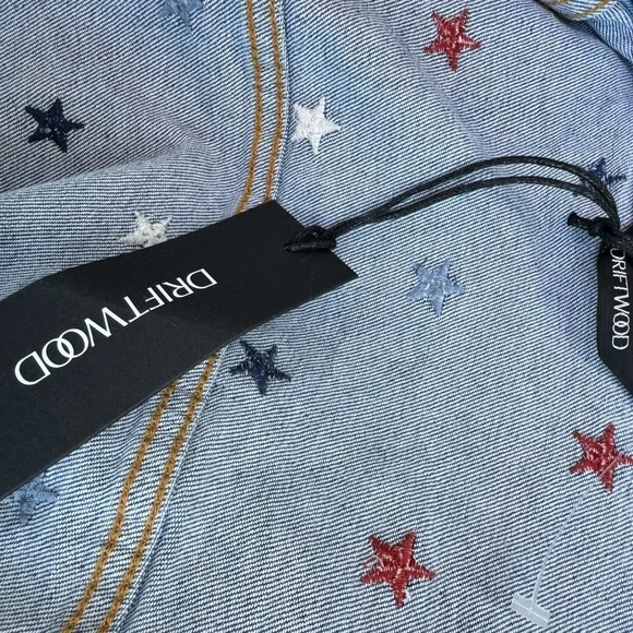 Driftwood Jeans Classic Embroidered Denim Jacket Starry Night Americana Large - Picture 10 of 16